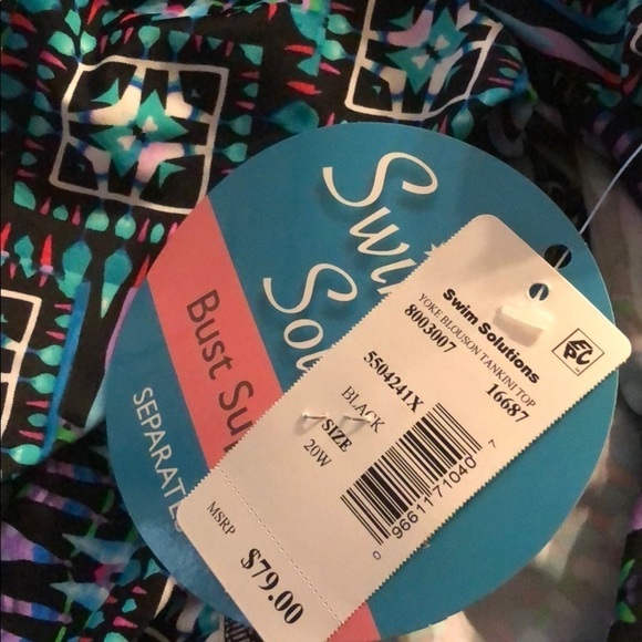 SWIM Solutions Yoke Blouson Tankini Swim Top - Picture 3 of 4